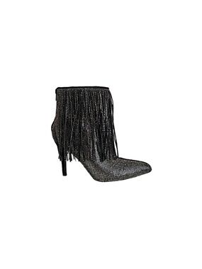 International Concepts Ismeria Pewter Rhinestone Fringe Booties